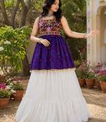 purple rayon cotton navratri kediya lehenga set- free size