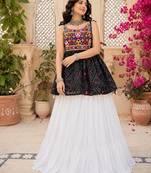 black rayon cotton navratri kediya lehenga set- free size