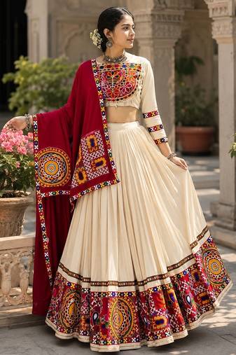 vanilla gamthi mirror work lehenga choli- free size