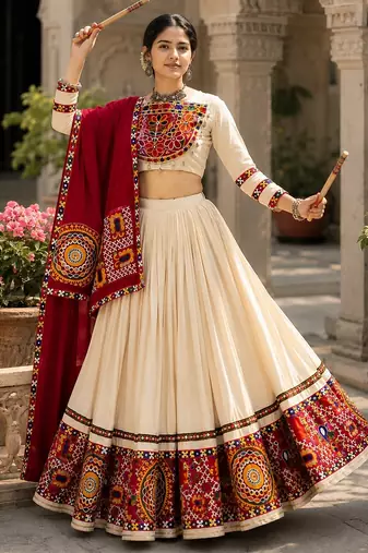 vanilla gamthi mirror work lehenga choli- free size