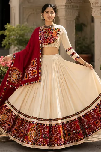 vanilla gamthi mirror work lehenga choli- free size