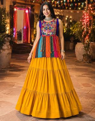 mirror work chaniya choli for navratri festival- free size 1