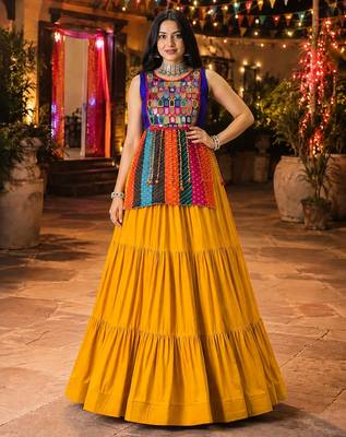 mirror work chaniya choli for navratri festival- free size 2