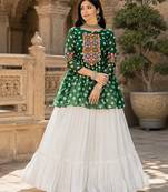 green rayon cotton navratri kediya lehenga set- free size