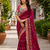 Rani Pink Color Embroidery Coding,Thread Dual Sequence Work And Real Mirror Work And Wedding Wear Saree