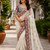 White Color Embroidery Coding,Thread Dual Sequence Work And Real Mirror Work And Wedding Wear Saree