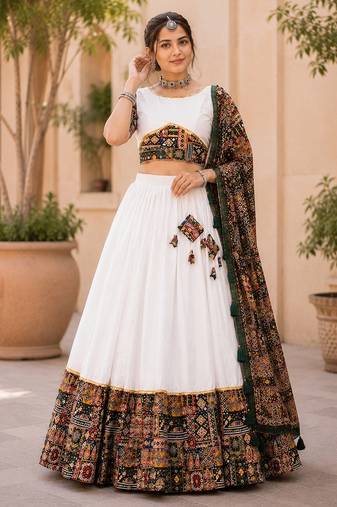 green full set stitched chaniya choli patch work- free size