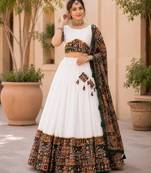 green full set stitched chaniya choli patch work- free size
