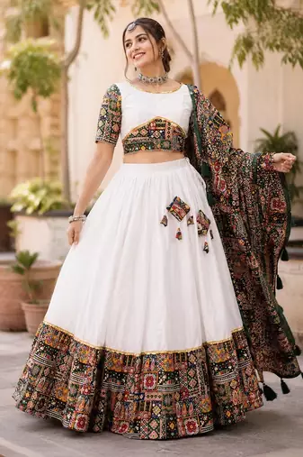 green full set stitched chaniya choli patch work- free size