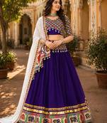 purple gamthi mirror work lehenga choli- free size