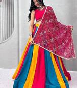 Multi Miror work Embroidery sequin thread work Cotton Lehenga Choli Set