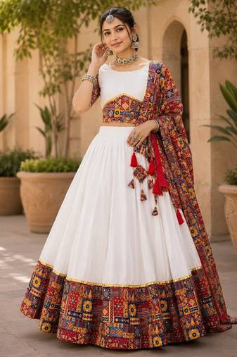 red full set stitched chaniya choli patch work- free size