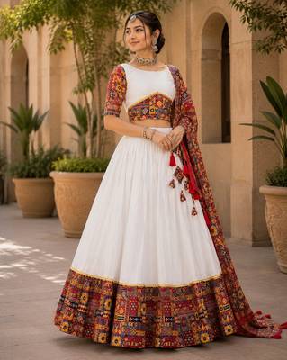 red full set stitched chaniya choli patch work- free size 2