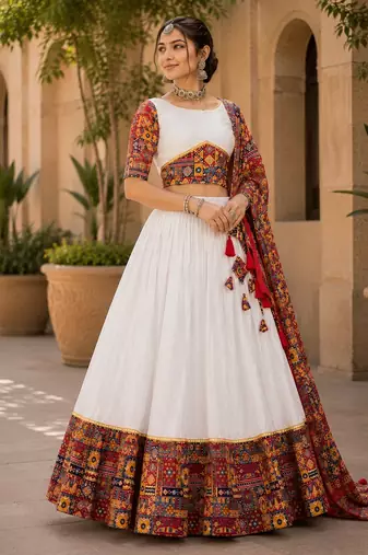 red full set stitched chaniya choli patch work- free size