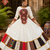 navratri collection off-white flared lehenga-long sleeve mirror-work blouse 2-piece set- free size
