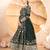 Designer green star georgette thread & sequins embroidered anarkali suit with pants & dupatta