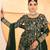 Designer green star georgette thread & sequins embroidered anarkali suit with pants & dupatta