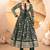 Designer green star georgette thread & sequins embroidered anarkali suit with pants & dupatta