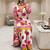 Floral printed pure cotton v neck kurta trouser & dupatta set