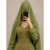 Olive Green Gold Embroidered Kaftan Dress