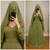 Olive Green Gold Embroidered Kaftan Dress