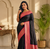 black color rich contrast weaving pallu and border kanchi weaving buttis on border silk blend saree