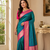 sea green color rich contrast weaving pallu and border kanchi weaving buttis on border silk blend saree