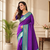 violet color rich contrast weaving pallu and border kanchi weaving buttis on border silk blend saree