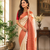 white color rich contrast weaving pallu and border kanchi weaving buttis on border silk blend saree