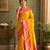 yellow color rich contrast weaving pallu and border kanchi weaving buttis on border silk blend saree