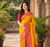 yellow color rich contrast weaving pallu and border kanchi weaving buttis on border silk blend saree