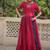 Red georgette readymade navratri anarkali with bandhani & kutchi patchework