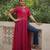 Red georgette readymade navratri anarkali with bandhani & kutchi patchework