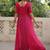 Red georgette readymade navratri anarkali with bandhani & kutchi patchework