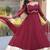 Maroon silk blend readymade anarkali suit with mirror work