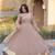Beige silk blend readymade anarkali suit with mirror work