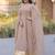 Beige silk blend readymade anarkali suit with mirror work