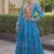 Blue georgette readymade navratri anarkali with bandhani & kutchi patchework