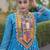 Blue georgette readymade navratri anarkali with bandhani & kutchi patchework