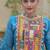 Blue georgette readymade navratri anarkali with bandhani & kutchi patchework