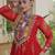 Orange georgette readymade navratri anarkali with bandhani & kutchi patchework