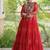Orange georgette readymade navratri anarkali with bandhani & kutchi patchework