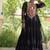 Black georgette readymade navratri anarkali with bandhani & kutchi patchework