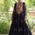 Black georgette readymade navratri anarkali with bandhani & kutchi patchework