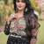 Black georgette readymade navratri anarkali with bandhani & kutchi patchework
