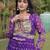 Violet georgette readymade navratri anarkali with bandhani & kutchi patchework