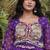 Violet georgette readymade navratri anarkali with bandhani & kutchi patchework