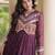 Maroon georgette readymade navratri anarkali with bandhani & kutchi patchework