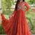 Orange georgette readymade navratri anarkali with bandhani & kutchi patchework
