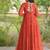 Orange georgette readymade navratri anarkali with bandhani & kutchi patchework